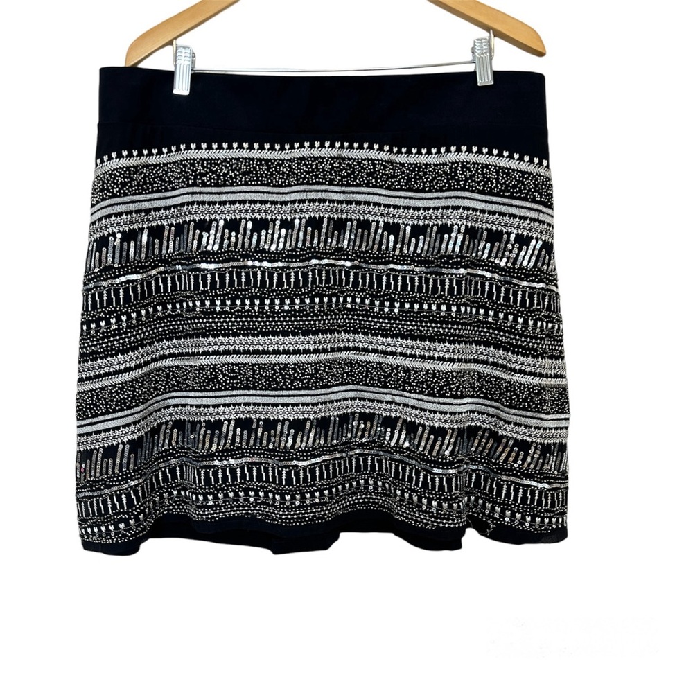 Torrid Black Silver Beaded Sequin Embellished Mini Skirt Women’s Plus Sz 2X NWOT